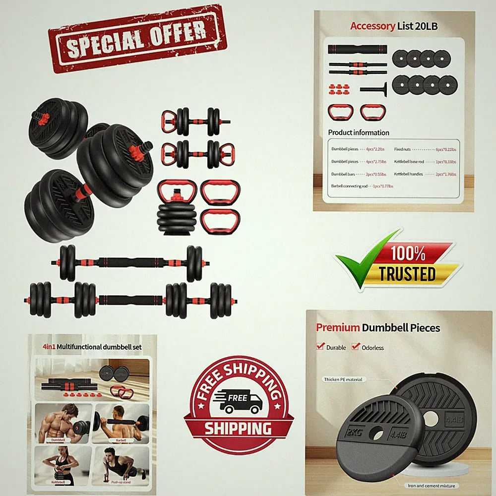 20/30/40/60/80lbs Adjustable Dumbbell Set - Non-Slip, Rust Resistant & Versatile