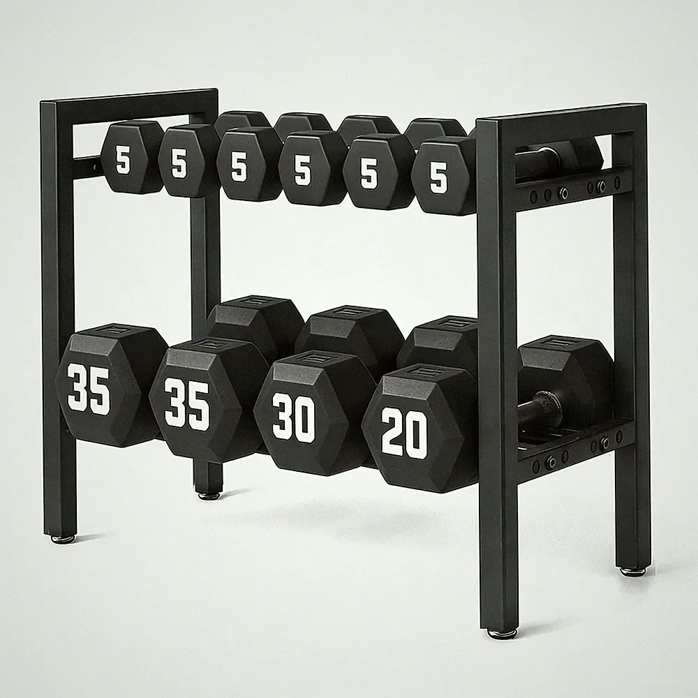 20 IN Dumbbell Rack 2 Tier Adjustable Kettlebell Storage Shelf Heavy-Duty 250...