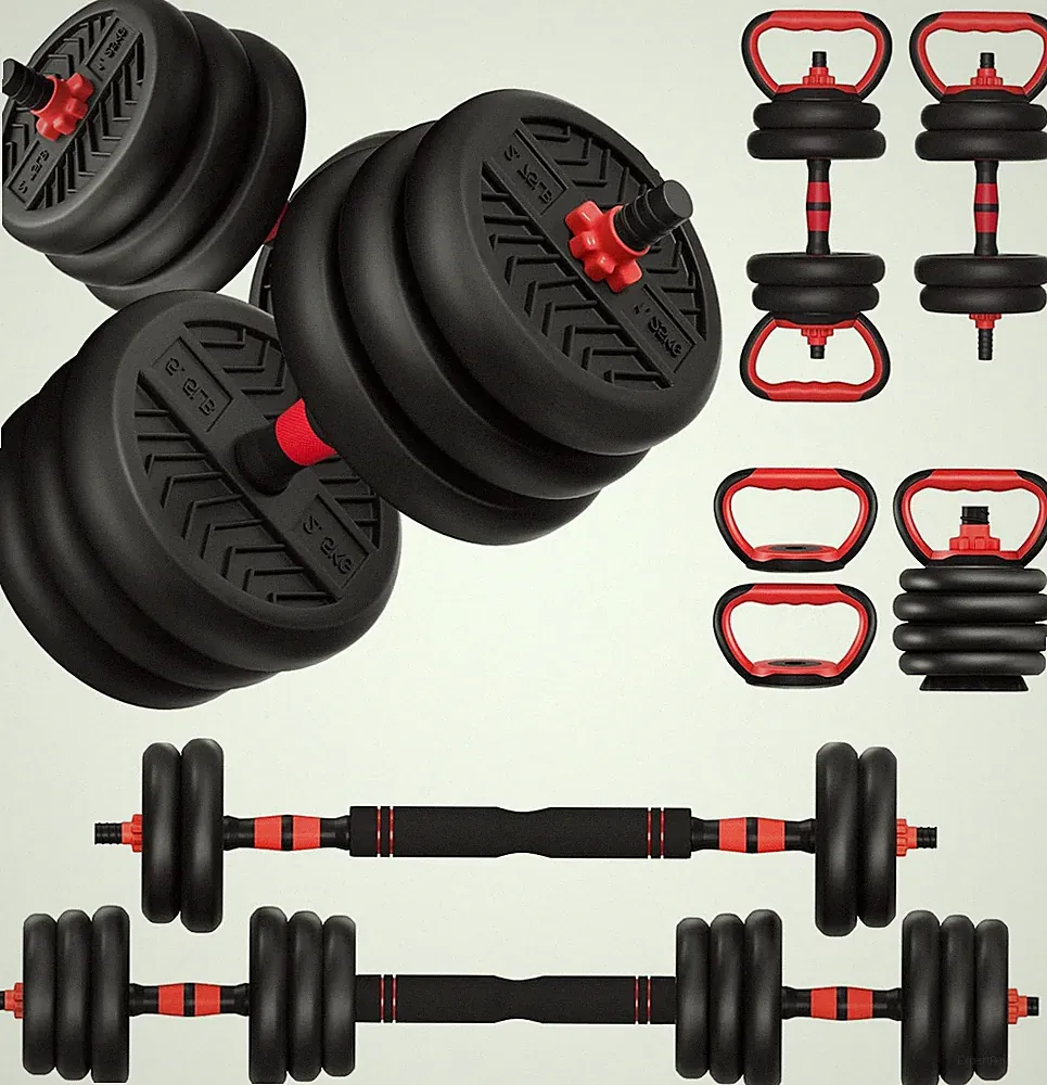 20+ LB Adjustable Dumbbell Set Barbell Kettlebell Home Gym 4 in 1, Black