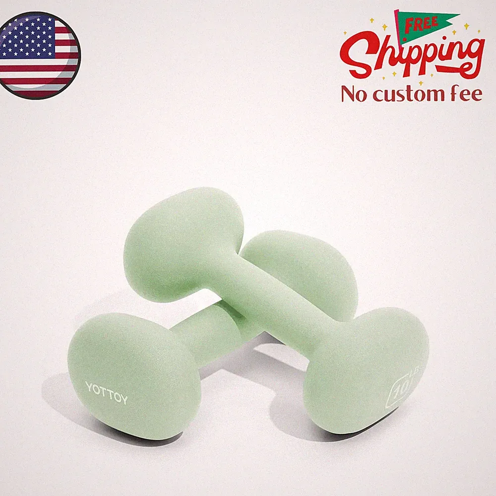 20 lb Dumbbell Set 2 x 10 lb Green Non-Slip Hand Weights for Home Gym Toning