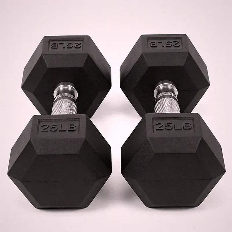 20 LB Dumbbells Set of 2, Rubber Hex Hand Weights with Textured Metal Handles
