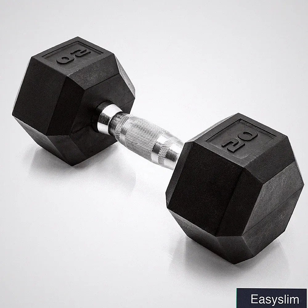 20 Lb Hex Cast Iron Dumbbell Weight Coated Chrome Knurled Handle