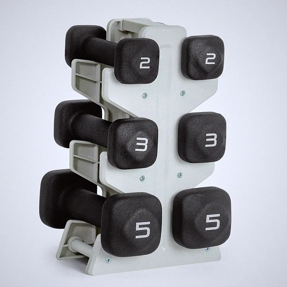 20 lb Neoprene Dumbbell Set with Storage Rack - Black, Non-Slip, Anti-Roll