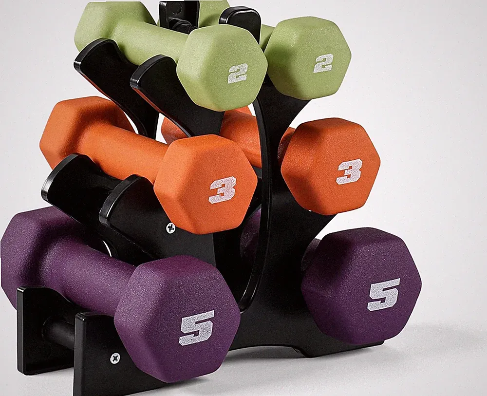 20 LB Neoprene Dumbbells Set with Rack | 2, 3, 5 LB Pairs