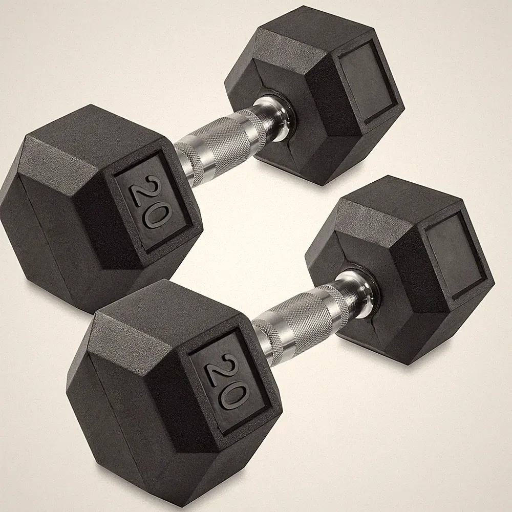 20 lb Pair Rubber Coated Hex Dumbbell Set, 40 Pounds Total