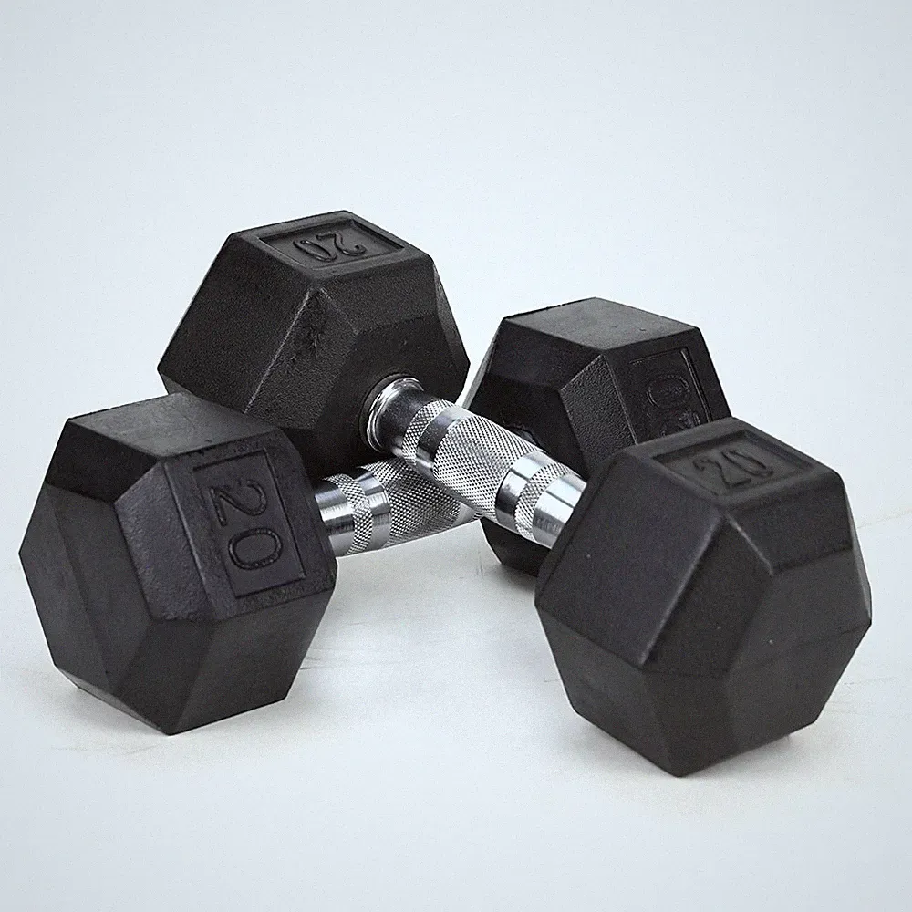 20 lb Rubber Coated Cast Iron Hex Dumbbell 2-Piece Set