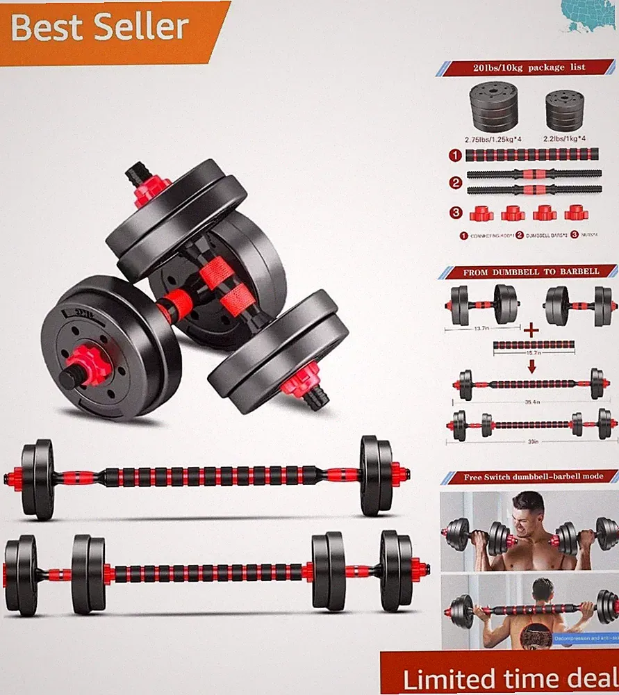 20 lbs Adjustable Dumbbells - Versatile Free Weights for All Fitness Levels
