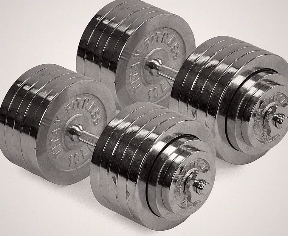 200 LB Adjustable Chrome Dumbbell Set Pair of 100 LB Dumbbells Durable Chrome