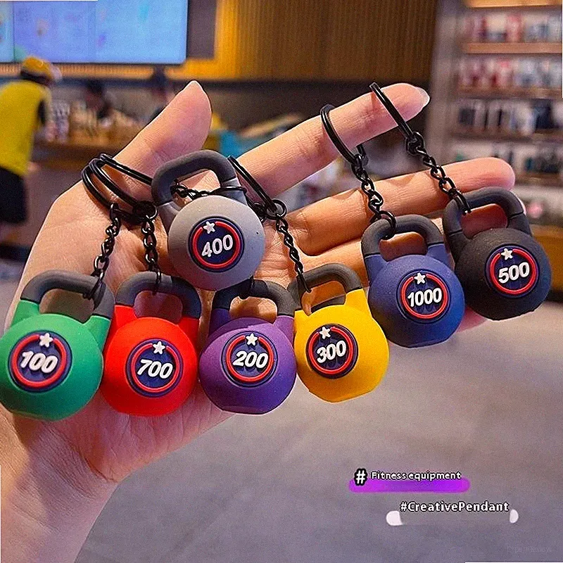 2025 New Barbell Keychain Silicone Dumbbell Keychain Gym Gifts For Gym Lovers Fi