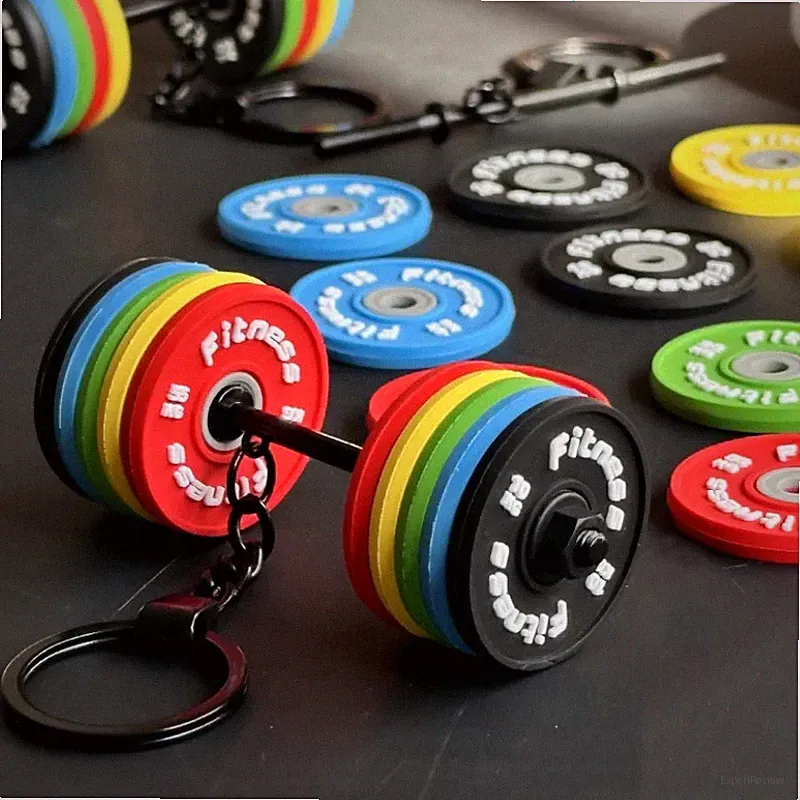 2026 Barbell Keychain DIY Silicone Dumbbell Gym Fitness Trainer Gift Key Pendant