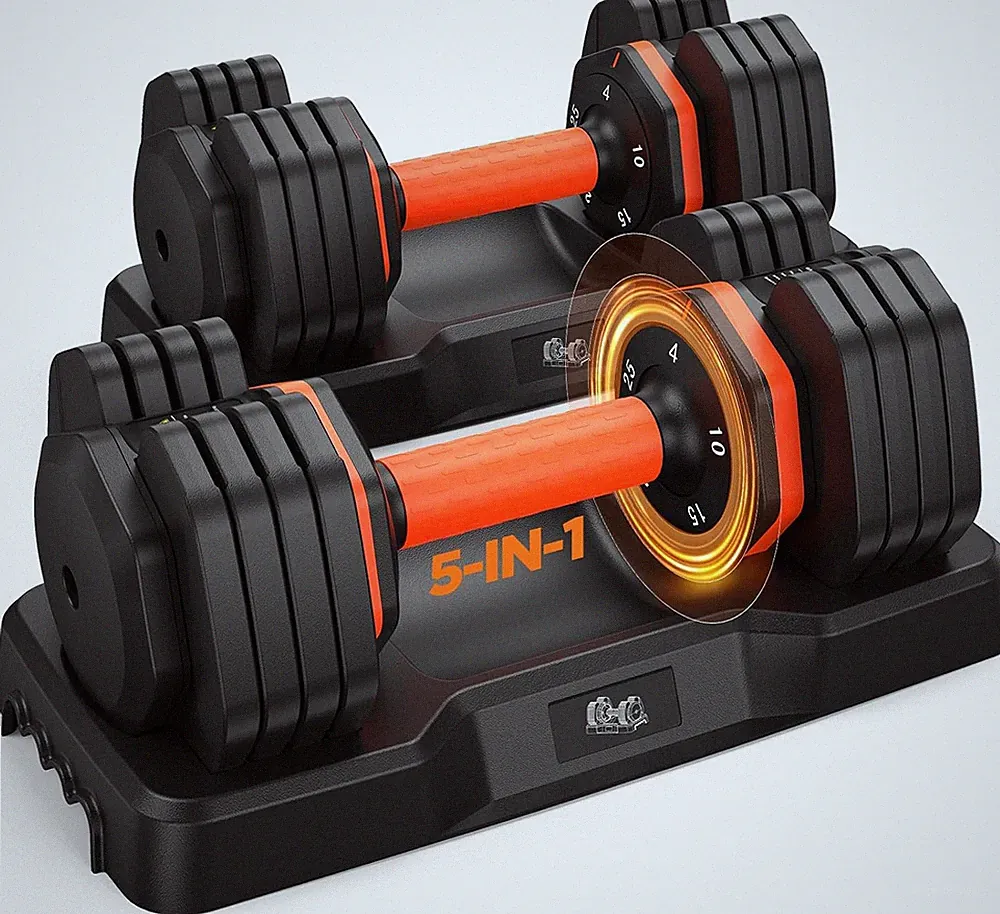 lifeog adjustable dumbbell set 55/110 lb