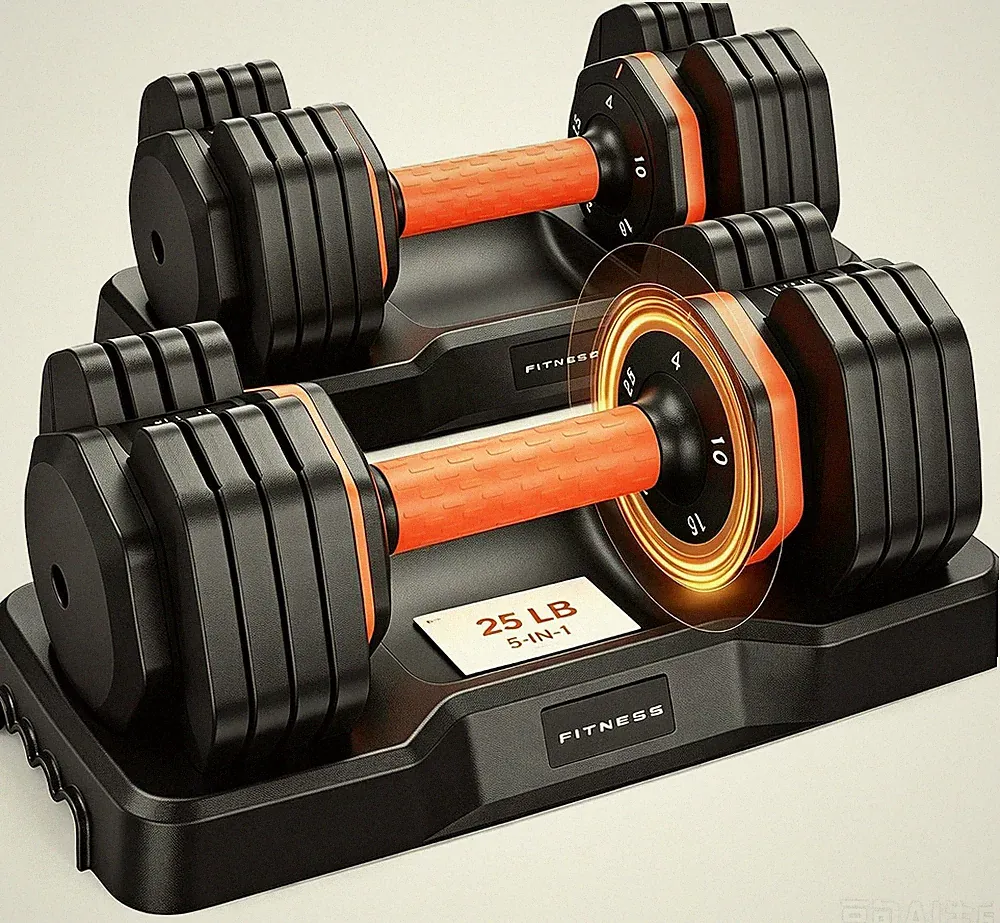 2026 New 15-In-1 Adjustable Dumbbell Set 105/52.5Lb – Instant Weight Swap, Stora