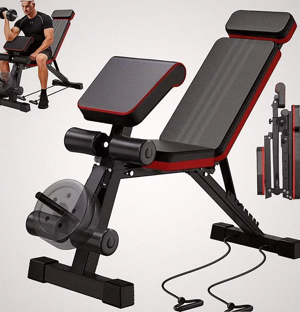 2026 New Adjustable Weight Bench, Workout Benches with Leg Extension, Foldable