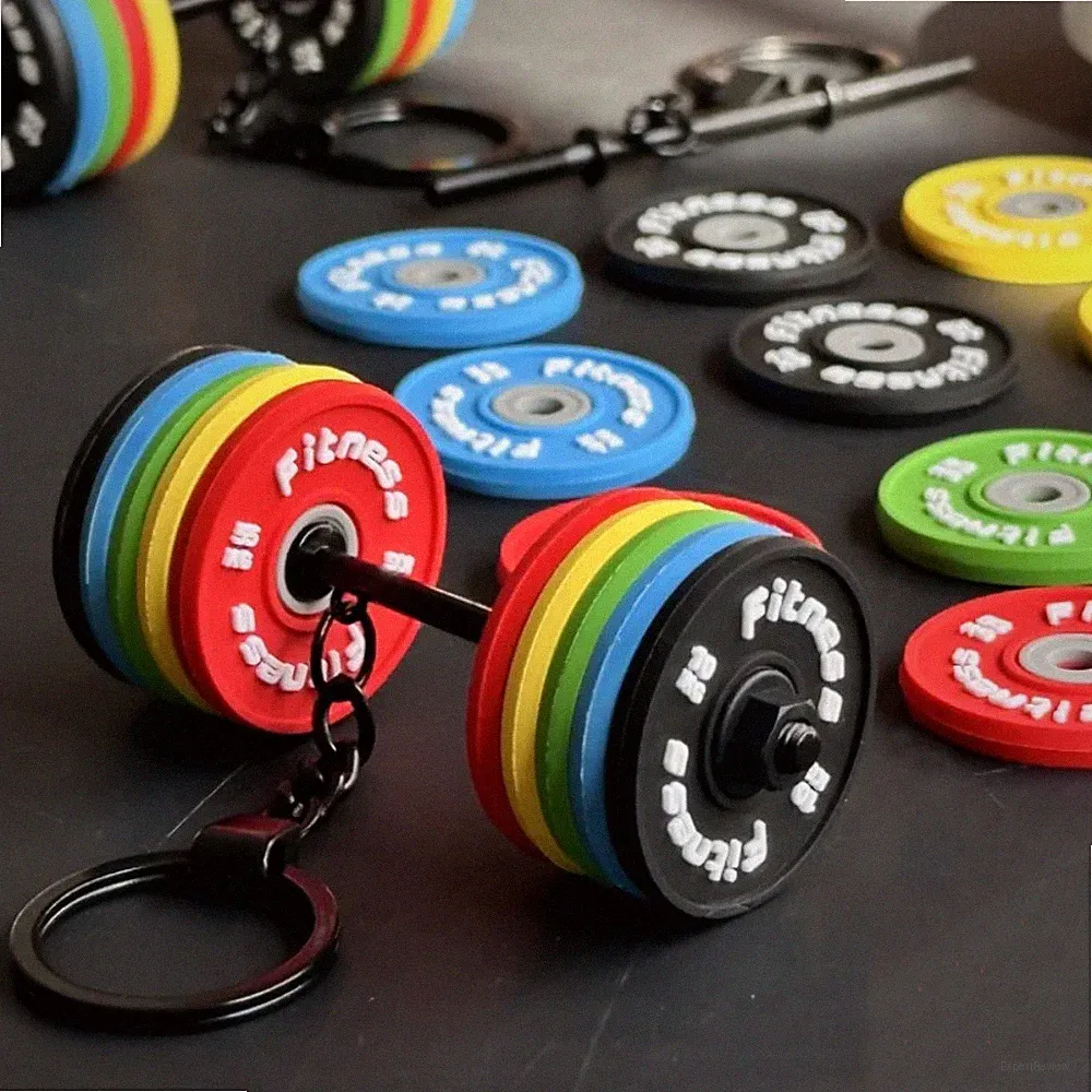 2026 New Barbell Keychain DlY Silicone Dumbbell Keychain Gym Gifts for Gym Lover