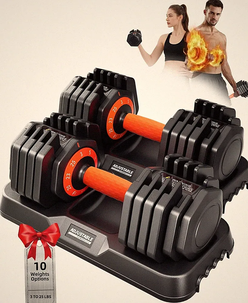 2026 Upgrade Adjustable Dumbbell Set 25Lb/55Lb, Small Increment in 3-6Lb, 1 Hand