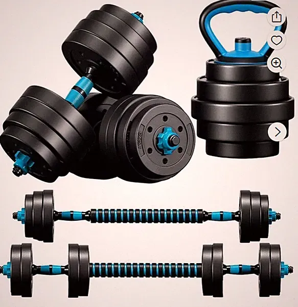 20KG 3-in-1 Adjustable Dumbbell Barbell Kettlebell Set Blue/Black Home Gym Weigh