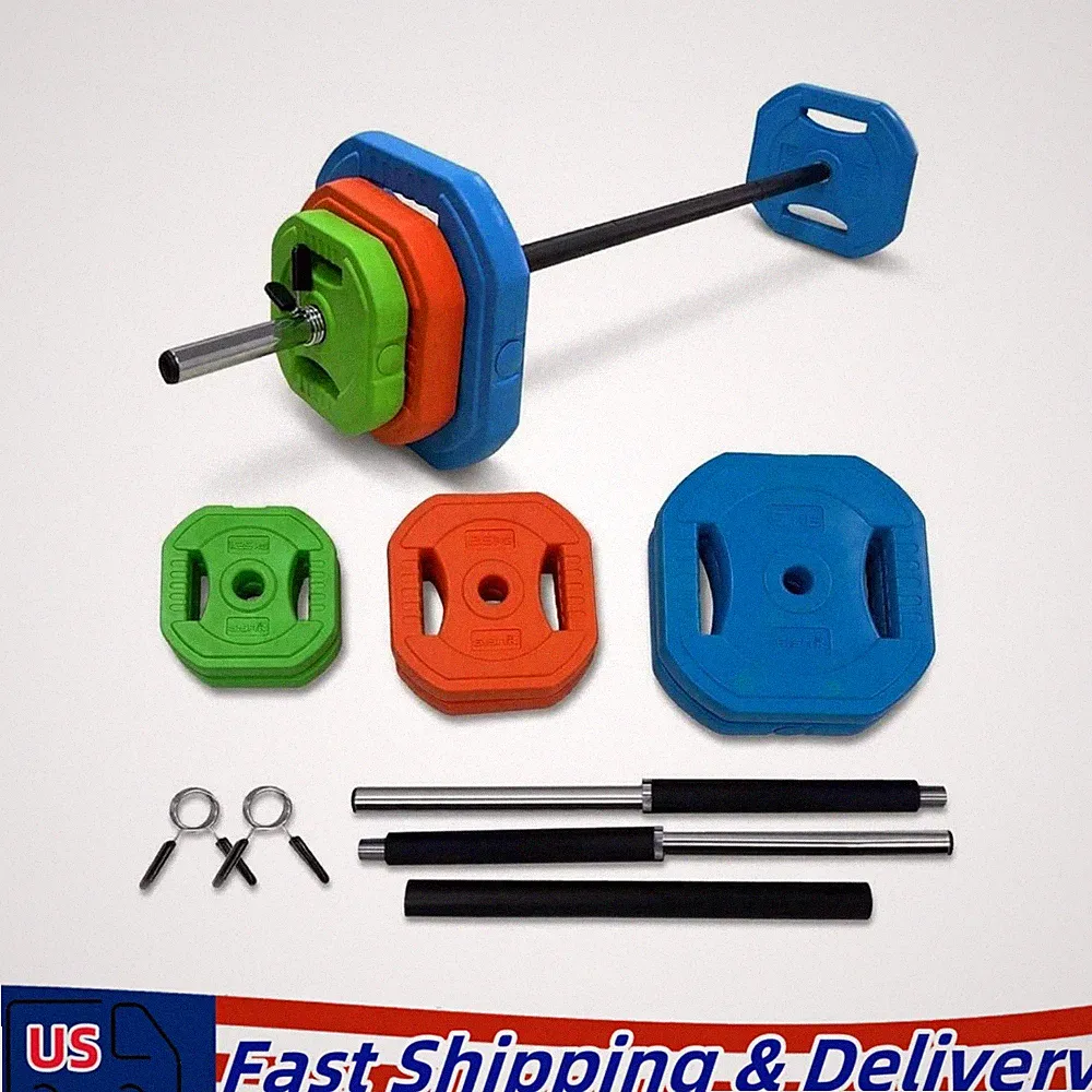 20KG Adjustable Barbell Set Sand Filled PU Weight Plates With Bar Grip