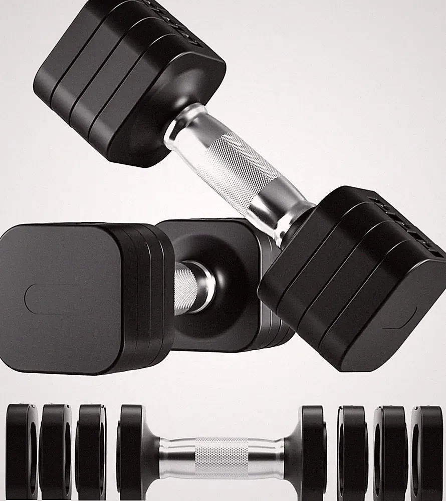 20LB Adjustable Dumbbell Set, 10lb Dumbbells Set of 2, 5 in 1 Free Black