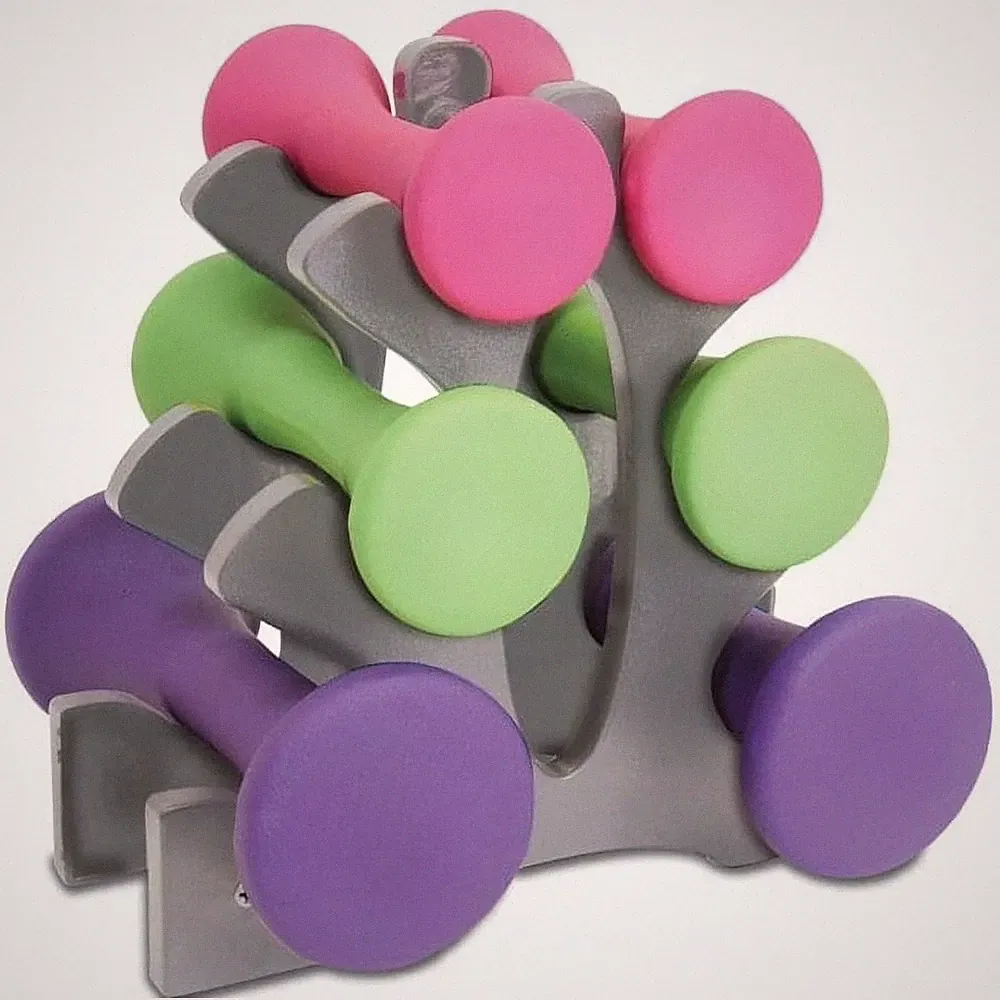 20lb Hourglass Neoprene Dumbbell Set with "A" Frame Rack