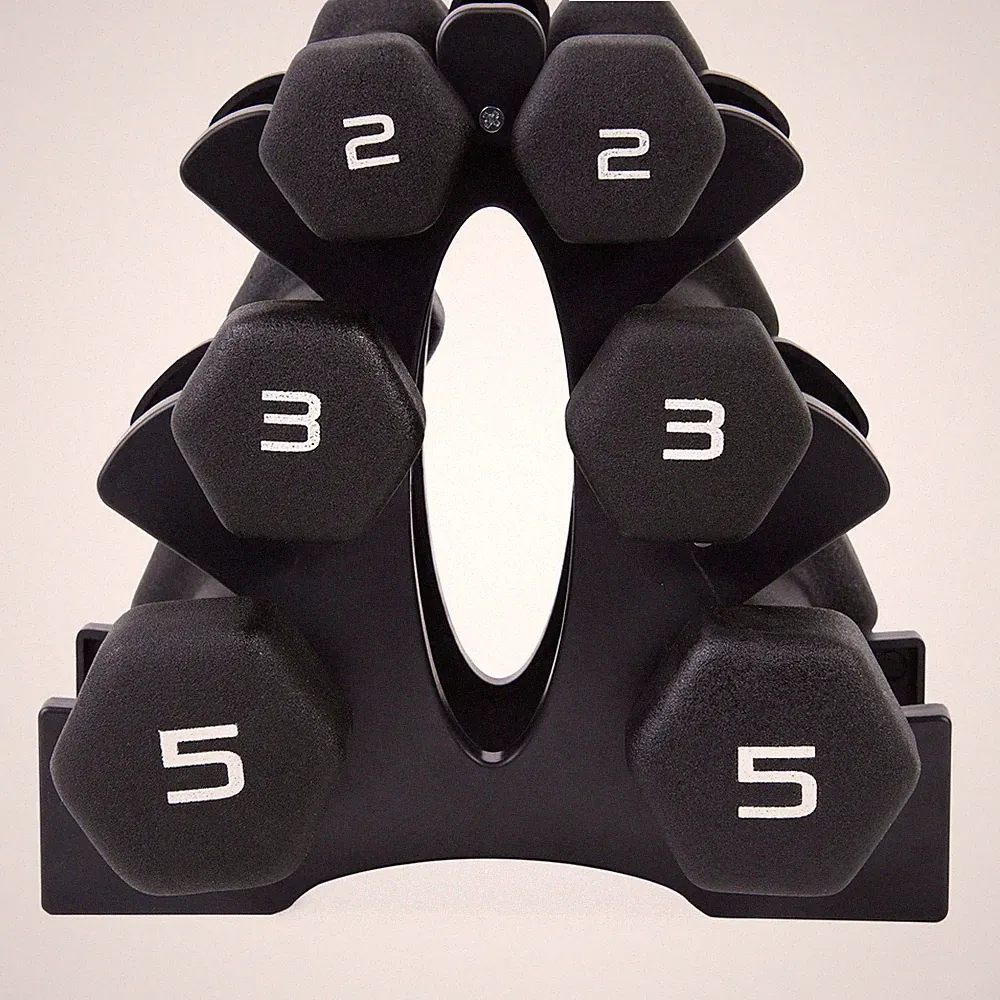 20lb Neoprene Dumbbell Set with Rack, Black