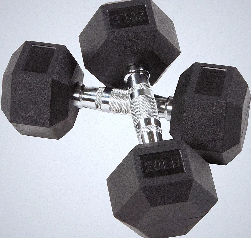 20lb Rubber Hex Dumbbell Pair, Non-Slip Grip, Home Gym Weights