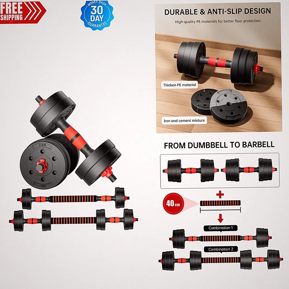 20lbs Adjustable Dumbbell & Barbell Set - Perfect for All Fitness Levels