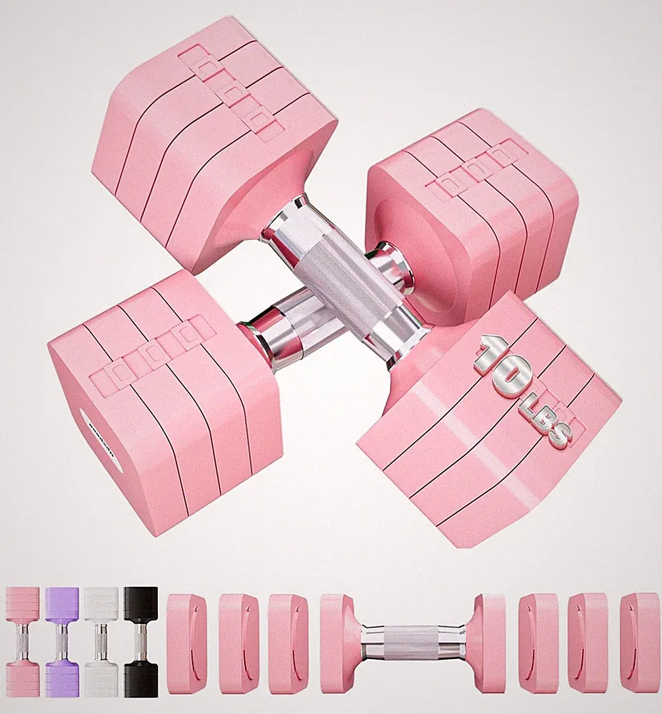 20LBS Adjustable Dumbbell Set for Women Men, 4 in 1 Free Weights Dumbbells Se...