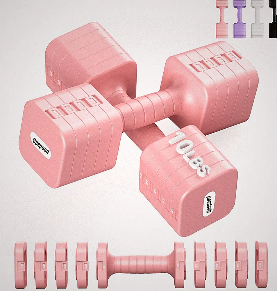 20LBS Adjustable Dumbbell Set Hand Weights for Women Men Home Gym Exercise Pink