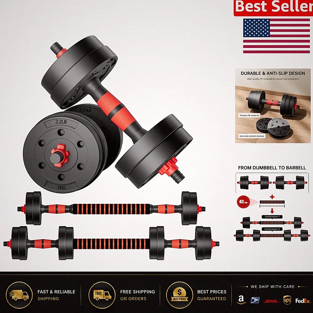 20lbs Dual Function Adjustable Dumbbells & Barbell Set - For All Fitness Levels