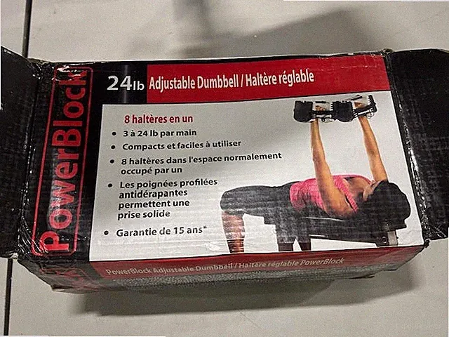 24 LB DURABLE STEEL BUILD GRAY/WHITE - POWERBLOCK SPORT 24 ADJUSTABLE DUMBBELLS