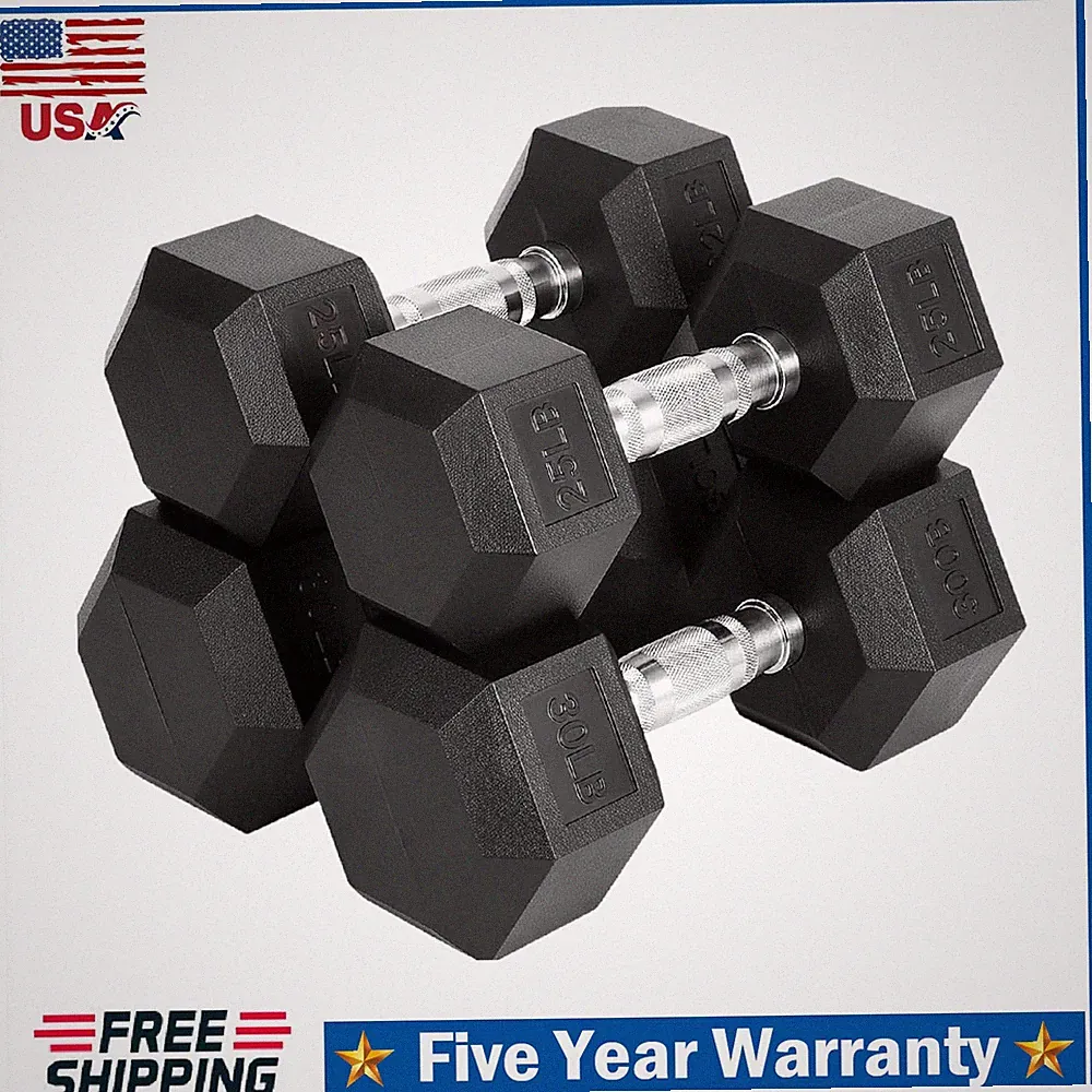 25/30LBS Hex Dumbbell Set ,Strength Training Hand Weights Dumbbell for Home Gym