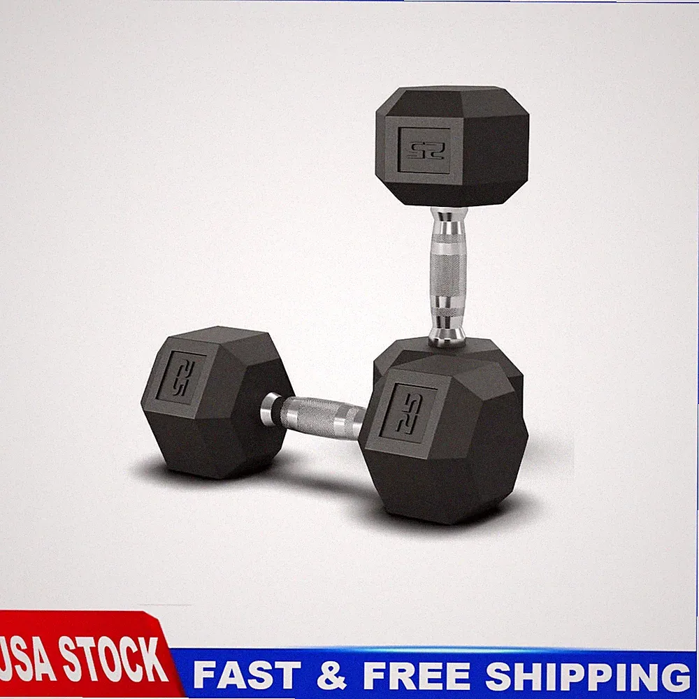 25-50LB Fitness Hex Dumbbells Strength Training Workout Equipment Set