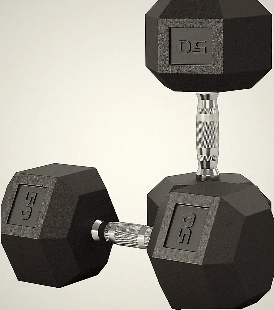 25-50LB Hex Dumbbell Hand Weights Dumbbells Pair w/ Cast Iron Core &Steel Handle