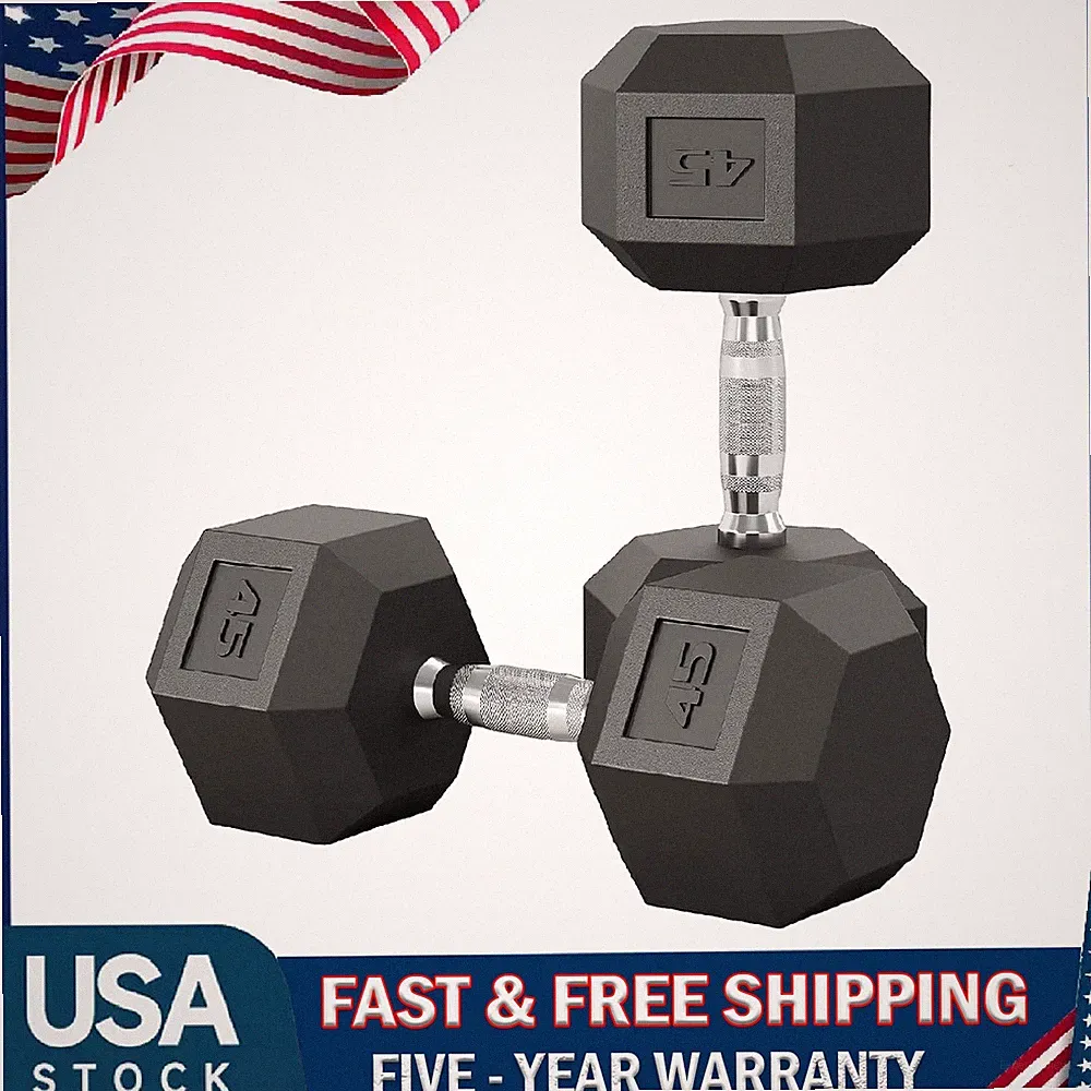 25-50LB Hex Dumbbell Set, Hand Weights Dumbbells Pair Strength Training Home Gym
