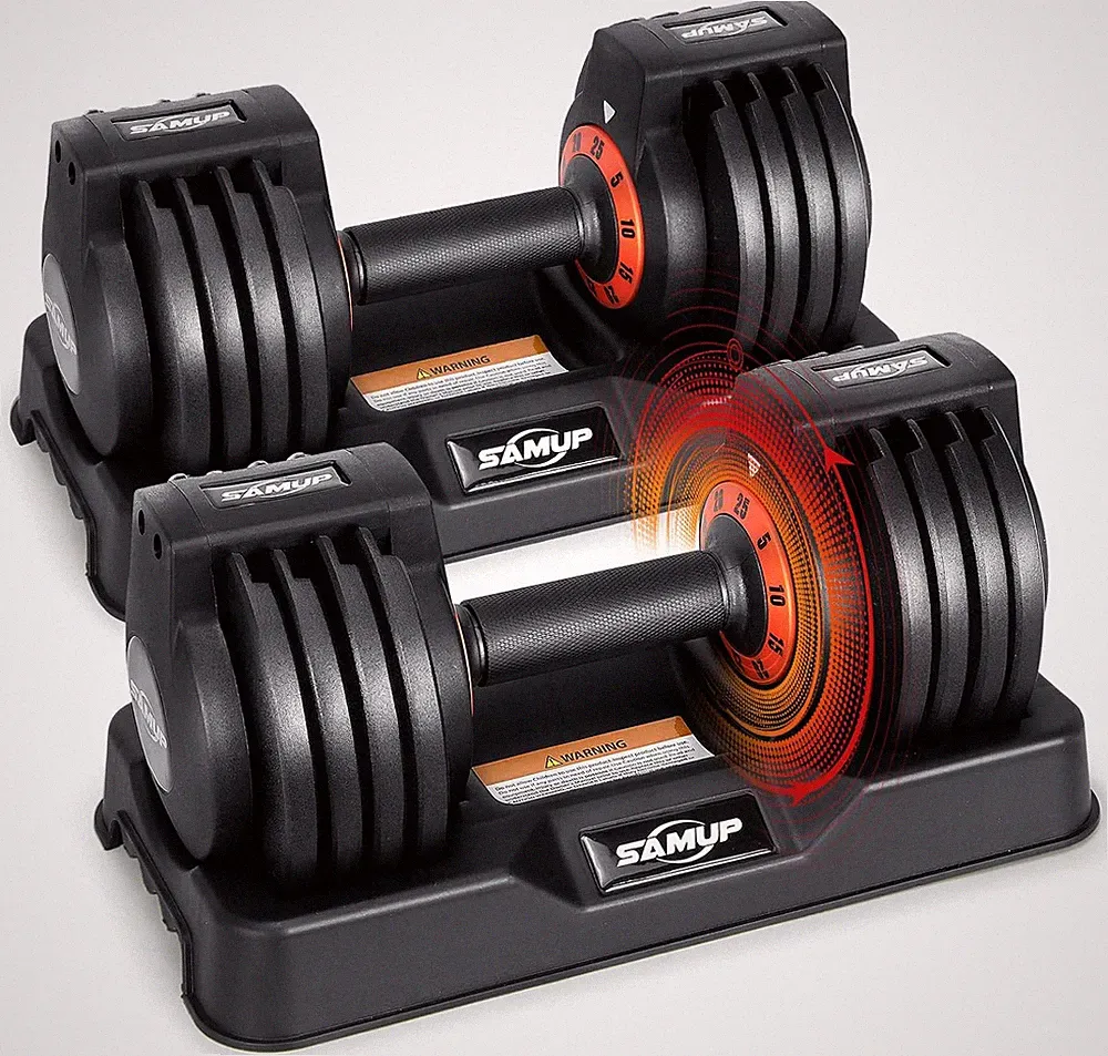 25/55 Lbs Pair Adjustable Dumbbells Set, Dumbbells with Anti-Slip Metal Handle f