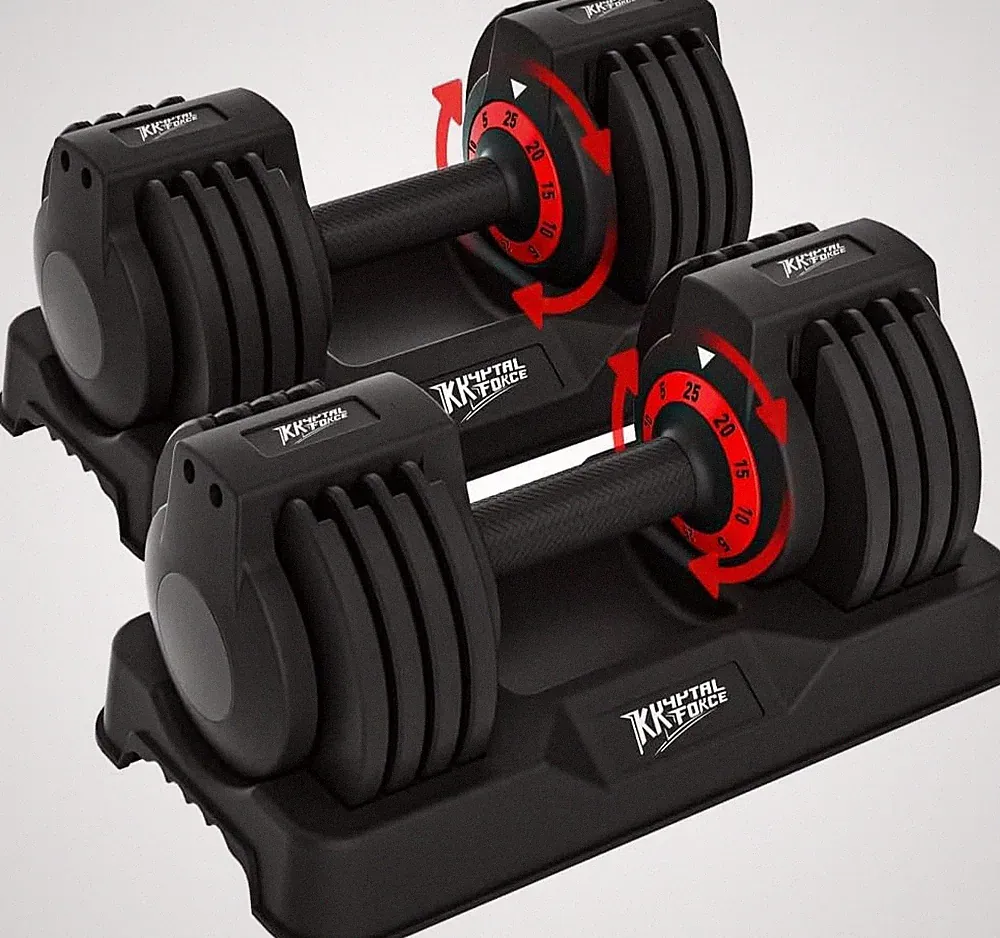 25/55lb Adjustable Dumbbells Set Anti-Slip Metal Handle Full Body Workout
