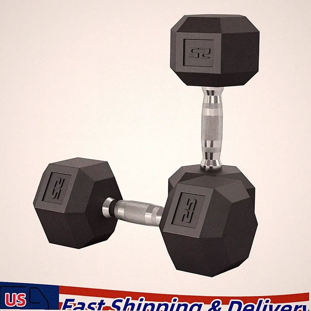 25 LB Hex Dumbbell Hand Weights Dumbbells Pair Strength Training , Set of 2
