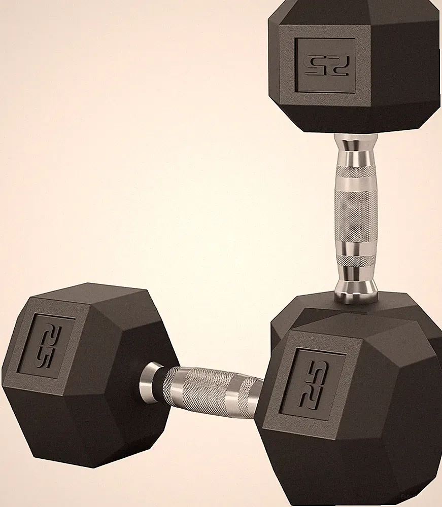 25 LB Hex Dumbbell Set of 2, Hand Weights Dumbbells Pair with Cast Iron Core