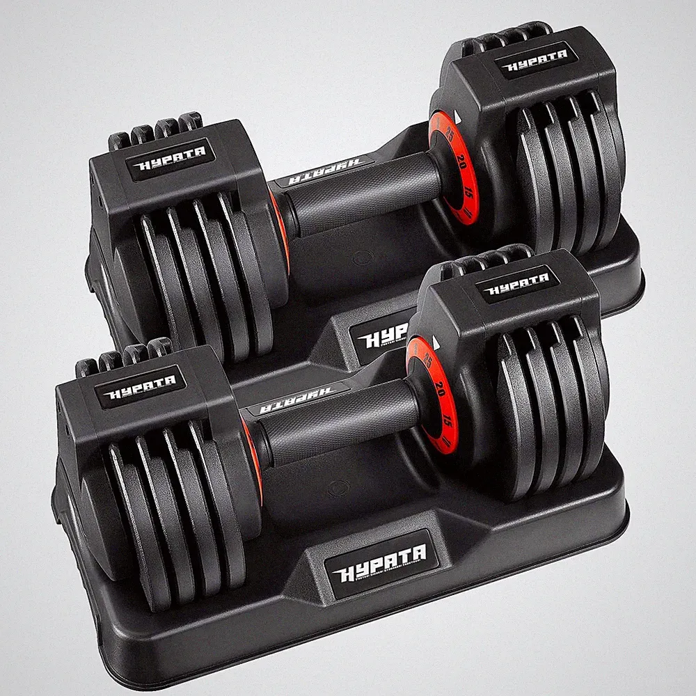 25 lbs Pair Adjustable Dumbbell Set, Fast Adjust Weight with Tray Suitable, A...