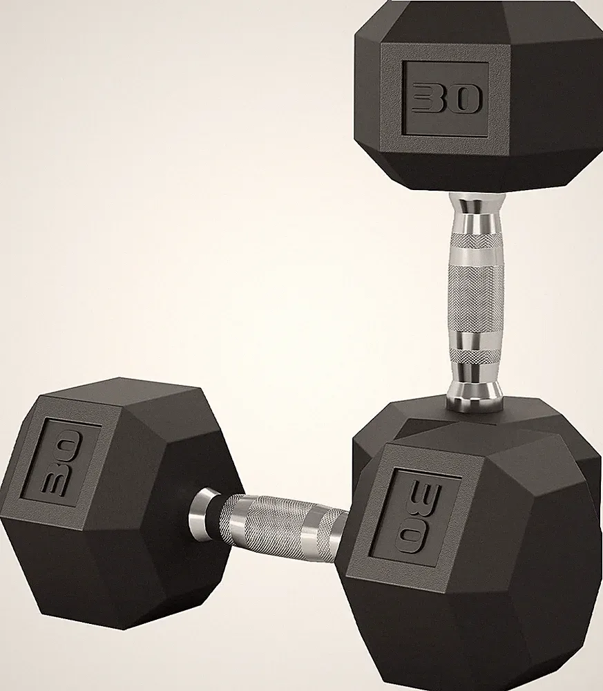 25 to 50 LB Hex Dumbbell Set of 2 Hand Weights Pair with Cast Iron Core Black