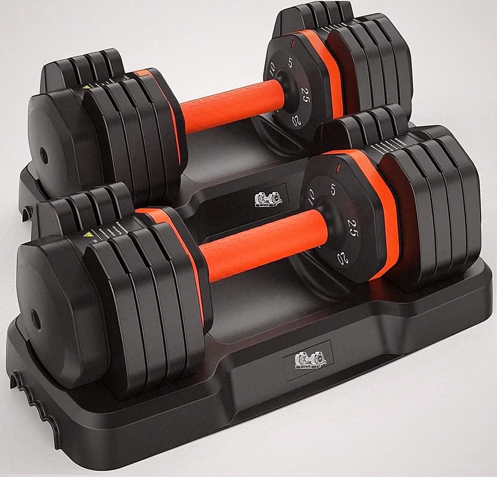 25LB Adjustable Dumbbell Set - 5-in-1 Home Gym Free Weights