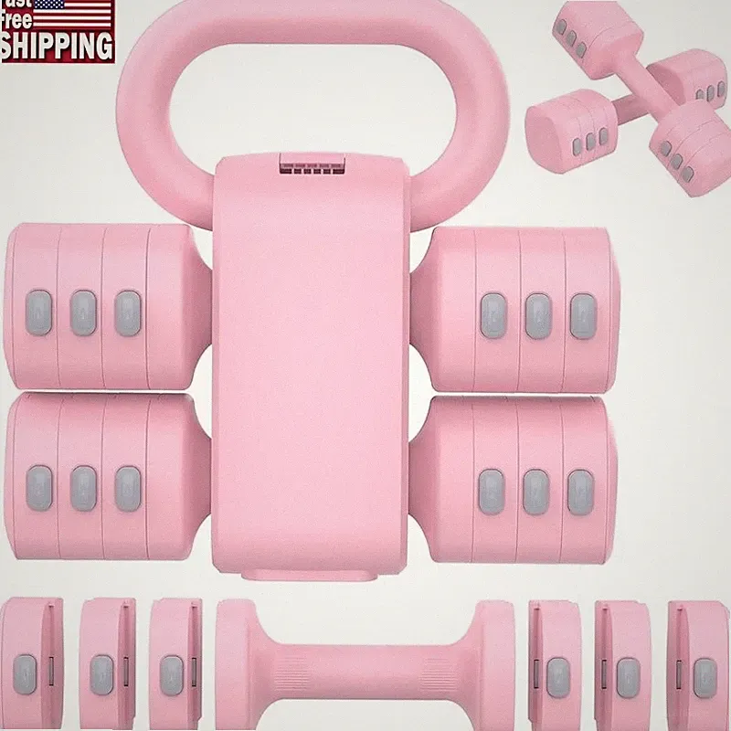 2in1 Adjustable Dumbbells & Kettlebell Set Portable Weight Training System New