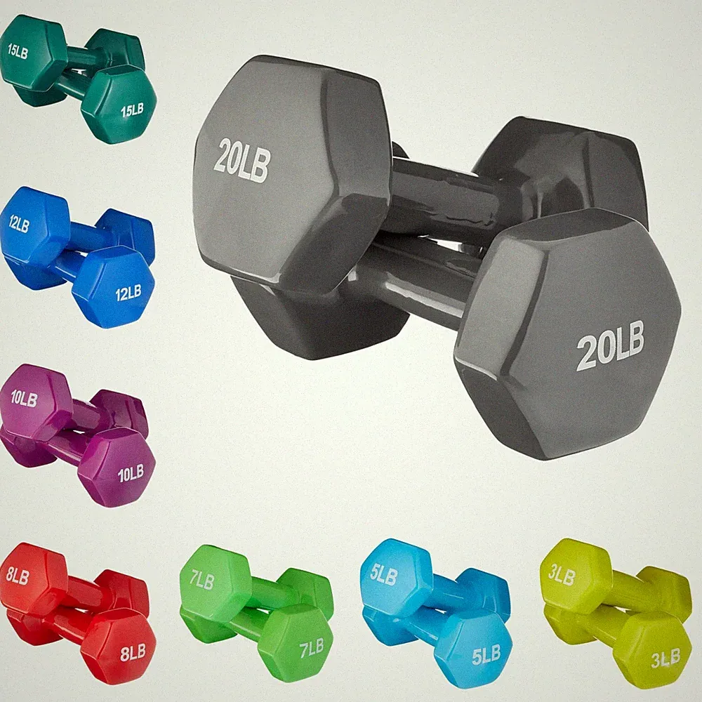 2LB-20LB Pair Dumbbell Vinyl Coated Hex Dumbbell Hand Weights, 2PCS Dumbbells US