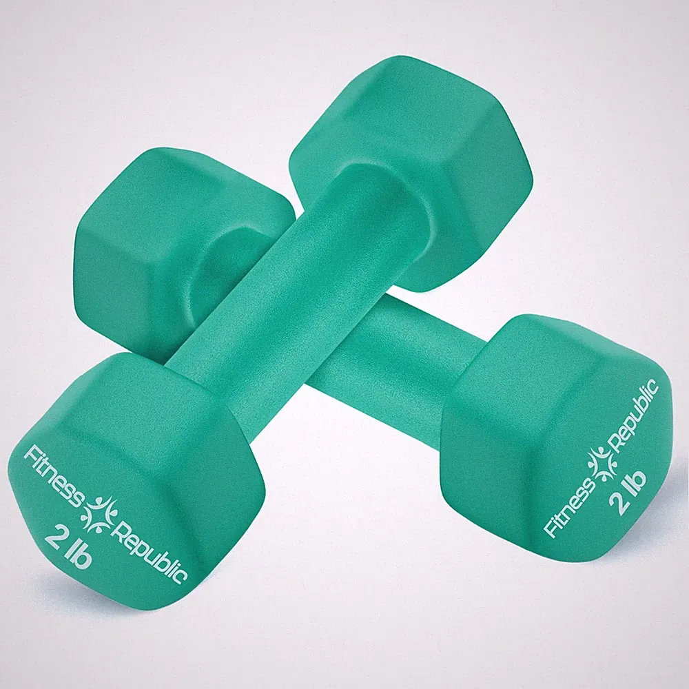 2LB Neoprene Dumbbells Set NonSlip Hex Hand Weights for Home & Gym Training