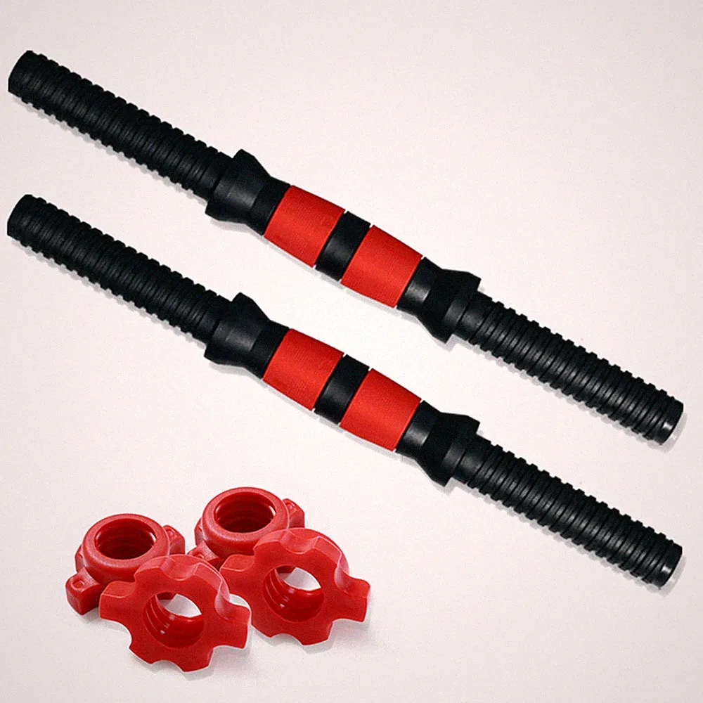 2pcs 16in Dumbbell Handles with Spinlocks Fit 1 inch Weight Plate Non-slip Grip