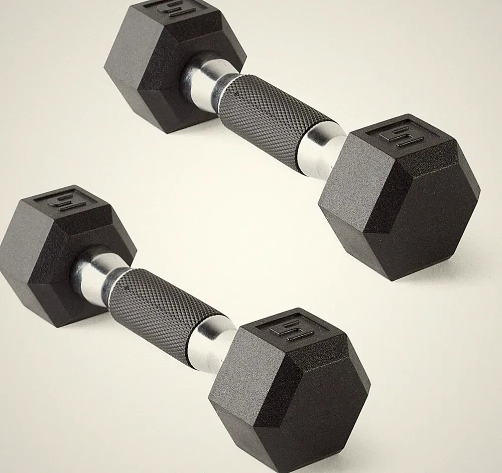 2PCS 5lb Dumbbells Pair Rubber Coated Dumbbells for Home Gym, Comfort Grip