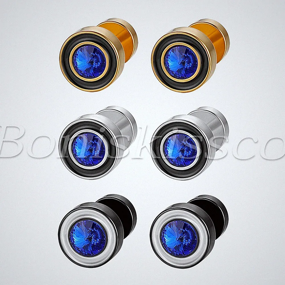 2pcs 8MM Men Women Stainless Steel Round Dumbbell Barbell Studs Earrings Jewelry