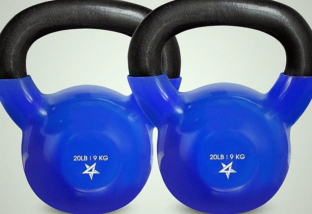 2PCS Kettlebell Pair Vinyl Coated Cast Iron Pair Dumbbell Weight, Dark Blue