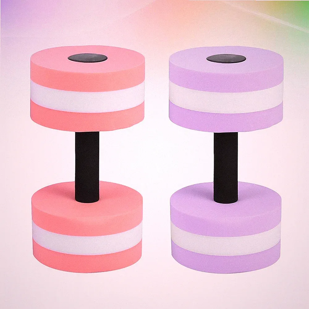 2Pcs Reusable Eva Floating Dumbbells Aqua Fitness Barbell Assorted Colors
