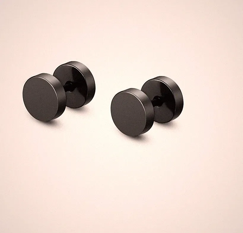 2pcs Round Barbell Stainless Steel Men Women 3-14mm Dumbbell Ear Stud Earrings